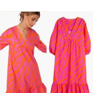 orange and pink zebra print mini dress